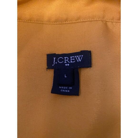 J. Crew, women’s gold/blue patterned long sleeve button front blouse size large - Picture 6 of 9